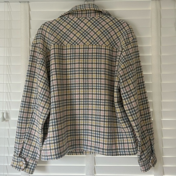 Aura Jacket Plaid Tweed Collared White Gray Pink Button Women’s Small - Picture 6 of 8